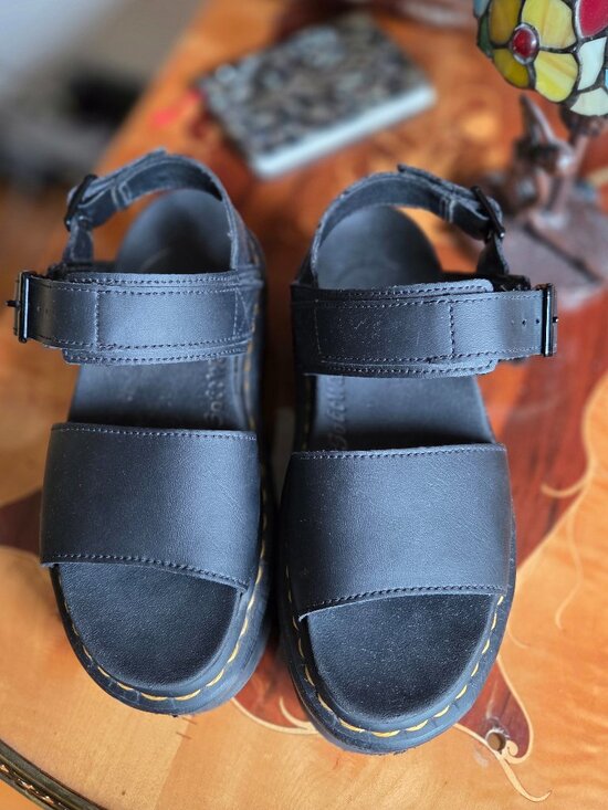 Dr. Martens Shoes - Dr. Martens Voss II Black Leather Platform Sandals